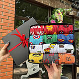 Бокс шкарпеток чоловічих високих весна-осінь різнокольорових з яскравим принтом Marvel 40-45 12 пар у Br BAR, фото 3