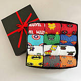 Бокс шкарпеток чоловічих високих весна-осінь різнокольорових з яскравим принтом Marvel 40-45 12 пар у Br BAR, фото 4