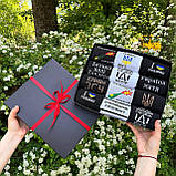 Бокс шкарпеток чоловічих високих демісезонних креативних з патріотичними малюнками написами 12 пар 40-45 Br BAR, фото 8