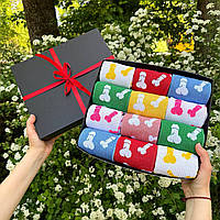 Оригінальний бокс шкарпеток чоловічих високих різнокольорових бавовняних весна-осінь із приколом 40-45 12 пар чоловікові Br BAR