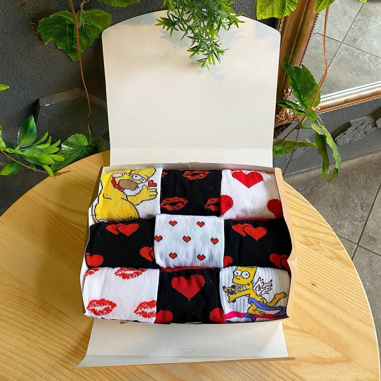 Комплект якісних чоловічих шкарпеток на 9 пар 40-45 р кольорові на день закоханих бавовняні, високі Br BAR, фото 1