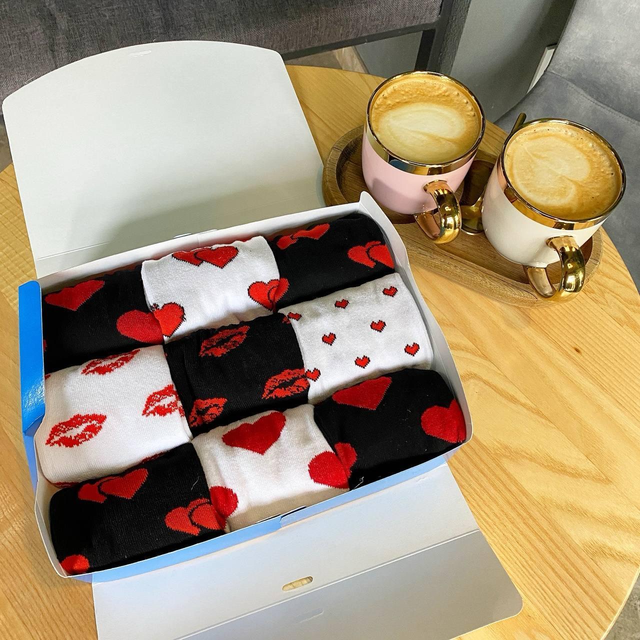 Подарунковий комплект шкарпеток чоловічих на 9 пар 40-45 р чорно-білі з принтом повсякденні, якісні гарні Br BAR, фото 1