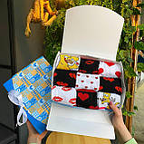 Подарунковий бокс шкарпеток хлопцям на 9 пар 40-45 р яскраві з принтом на день закоханих трикотажні, довгі Br BAR, фото 4