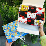 Подарунковий бокс шкарпеток хлопцям на 9 пар 40-45 р яскраві з принтом на день закоханих трикотажні, довгі Br BAR, фото 9