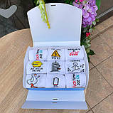 Класний бокс шкарпеток чоловічих високих білих весна-осінь бавовняних з тренд приколом 40-45 9 пар для Br BAR, фото 2