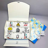 Класний бокс шкарпеток чоловічих високих білих весна-осінь бавовняних з тренд приколом 40-45 9 пар для Br BAR, фото 3