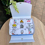 Класний бокс шкарпеток чоловічих високих білих весна-осінь бавовняних з тренд приколом 40-45 9 пар для Br BAR, фото 4