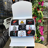 Подарунковий набір шкарпеток чоловічих довгих весна-осінь з веселим оригінальним принтом 40-45 9 пар для Br BAR, фото 4