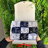 Набір шкарпеток чоловічих довгих демісезонних практичних із принтом Плани на день 40-45 9 шт у красивій Br BAR, фото 2