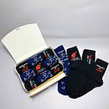 Комплект шкарпеток чоловічих високих весна осінь модних із класним принтом 40-45 9 пар у подарунковій Br BAR, фото 6