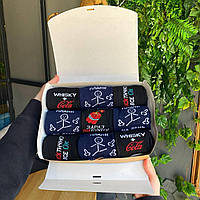 Подарунковий набір шкарпеток хлопцям на 9 пар 40-45 р барвисті демісезонні весна-осінь прикольні та бавовняні Br BAR