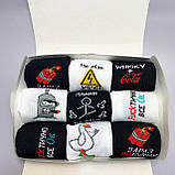 Креативний бокс шкарпеток чоловічих довгих весна осінь із модним веселим принтом 40-45 9 пар у подарунковій Br BAR, фото 5