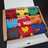 Комплект шкарпеток чоловічих довгих трикотажних з героями Марвел 40-45 9 пар у подарунковій коробці для Br BAR, фото 2