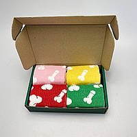 Подарунковий набір шкарпеток чоловічих на 4 пари 40-45 р "Цюцерки" прикольні подарунки парню, другу, Br BAR