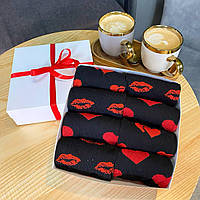 Шкарпетки чоловічі високі яскраві демісезонні 40-45 8 пар, подарунковий бокс шкарпеток з барвистим принтом сердечками Br BAR