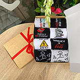 Бокс шкарпеток чоловічих високих демісезонних креативних із веселим барвистим принтом 40-45 8 пар для Br BAR, фото 6