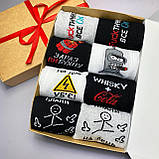 Бокс шкарпеток чоловічих високих демісезонних креативних із веселим барвистим принтом 40-45 8 пар для Br BAR, фото 8