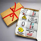 Набір шкарпеток чоловічих довгих демісезонних практичних з яскравими смішними малюнками 40-45 8 пар для Br BAR, фото 3