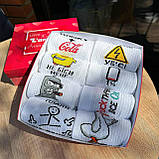 Набір шкарпеток чоловічих довгих стильних демісезонних оригінальних з яскравими тренд малюнками 40-45 8 шт Br BAR, фото 8