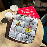 Комплект чоловічих шкарпеток довгих креативних демісезонних із веселими кумедними малюнками 40-45 8 шт у Br BAR, фото 5