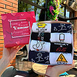 Прикольний бокс шкарпеток чоловічих високих демісезонних зі смішним принтом 40-45 8 шт в оригінальній Br BAR, фото 4