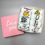 Класний комплект шкарпеток чоловічих високих демісезонних однотонних із кумедними малюнками 40-45 8 пар для Br BAR, фото 3