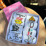 Класний комплект шкарпеток чоловічих високих демісезонних однотонних із кумедними малюнками 40-45 8 пар для Br BAR, фото 5