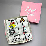 Класний комплект шкарпеток чоловічих високих демісезонних однотонних із кумедними малюнками 40-45 8 пар для Br BAR, фото 7