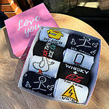 Найкращий бокс шкарпеток чоловічих довгих демісезонних якісних із веселим принтом 40-45 8 шт для чоловіків Br BAR, фото 7