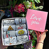 Набір шкарпеток чоловічих високих демісезонних із кумедними малюнками 40-45 8 пар у красивій подарунковій Br BAR, фото 4