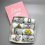 Набір шкарпеток чоловічих високих демісезонних із кумедними малюнками 40-45 8 пар у красивій подарунковій Br BAR, фото 5