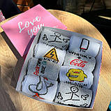 Набір шкарпеток чоловічих високих демісезонних із кумедними малюнками 40-45 8 пар у красивій подарунковій Br BAR, фото 8