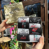 Тренд бокс шкарпеток чоловічих довгих практичних весна-осінь з оригінальним принтом 40-45 8 шт у крутій Br BAR