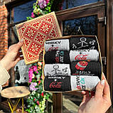 Комплект шкарпеток чоловічих високих демісезонних демісезонних однотонних з яскравими веселими малюнками та Br BAR, фото 2