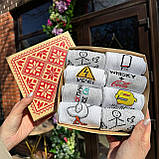 Класний комплект шкарпеток чоловічих високих демісезонних модних із веселими смішними малюнками 40-45 8 шт Br BAR, фото 5