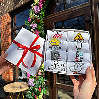 Набір шкарпеток для чоловіків високих демісезонних практичних модних із веселим дизайном 40-45 8 пар на Br BAR