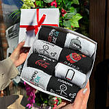 Комплект шкарпеток чоловічих довгих практичних демісезонних з оригінальним кумедним принтом 40-45 8 пар для Br BAR, фото 4