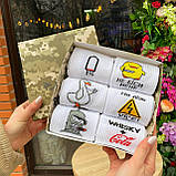 Креативний бокс шкарпеток чоловічих високих демісезонних білих із веселими приколами 40-45 6 пар на Br BAR, фото 5