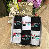 Комплект шкарпеток чоловічих високих весна-осінь повсякденних із крутим написом 40-45 6 пар у подарунковій Br BAR, фото 2