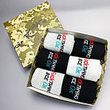 Комплект шкарпеток чоловічих високих весна-осінь повсякденних із крутим написом 40-45 6 пар у подарунковій Br BAR, фото 4