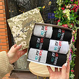 Комплект шкарпеток чоловічих високих весна-осінь повсякденних із крутим написом 40-45 6 пар у подарунковій Br BAR, фото 7