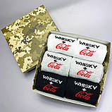 Бокс шкарпеток чоловічих довгих демісезонних класних з оригінальним принтом Whisky+Cola 40-45 6 пар на Br BAR, фото 5