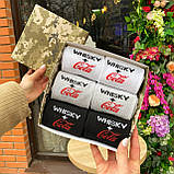 Бокс шкарпеток чоловічих довгих демісезонних класних з оригінальним принтом Whisky+Cola 40-45 6 пар на Br BAR, фото 7