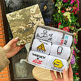 Комплект шкарпеток чоловічих високих демісезонних білих з оригінальними веселими приколами 40-45 6 пар на Br BAR, фото 5