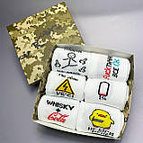 Комплект шкарпеток чоловічих високих демісезонних білих з оригінальними веселими приколами 40-45 6 пар на Br BAR, фото 4