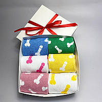 Подарунковий набір шкарпеток чоловічих на 6іпар 40-45 р "Цюцерки" прикольні подарунки парню, другу, Br BAR