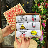 Набір шкарпеток чоловічих довгих білих демісезонних з веселими малюнками 40-45 6 пар в оригінальній Br BAR, фото 7