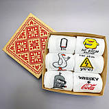 Набір шкарпеток чоловічих довгих білих весна-осінь із прикольними малюнками 40-45 6 пар у класній упаковці Br BAR, фото 3