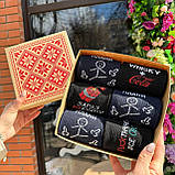 Бокс подарунковий шкарпеток чоловічих високих весна-осінь бавовняних з тренд приколом 40-45 6 пар на Br BAR, фото 4