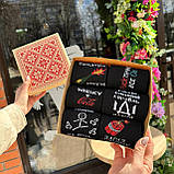 Подарунковий комплект шкарпеток чоловічих довгих демісезонних чорних зі смішними малюнками 40-45 6 пар у Br BAR, фото 2